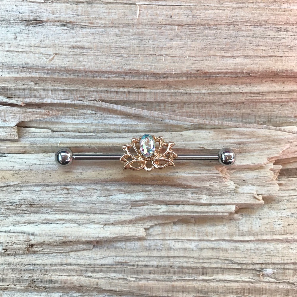 Lotus Industrial Barbell Earring‎